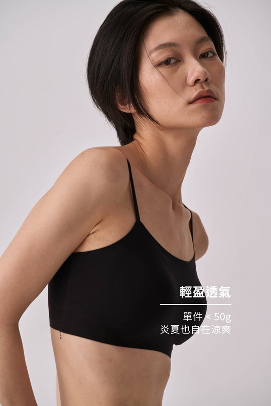 無痕 · 自由尺碼細肩 簡約款|黑