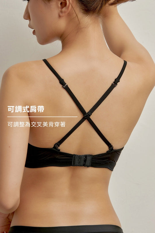 柔亮・涼感深 V 三角杯(有墊)|黑