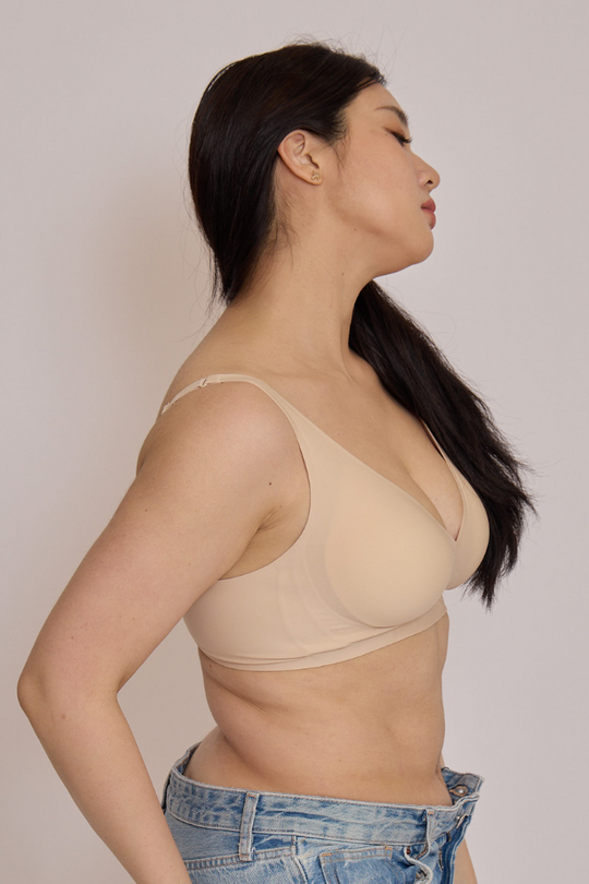 柔亮・軟支撐美胸三角杯|米膚