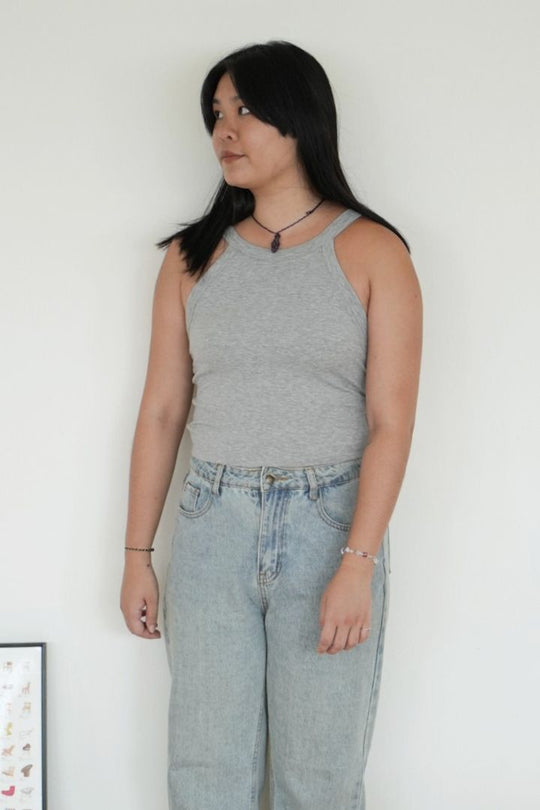 繞頸削肩 Bra Top|灰