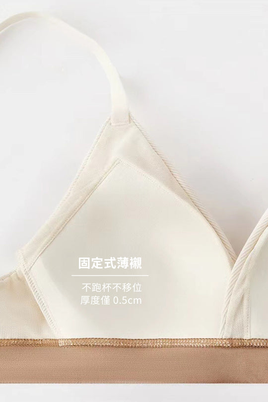 柔韌 · 美式深 V 拼色三角杯|麻灰白