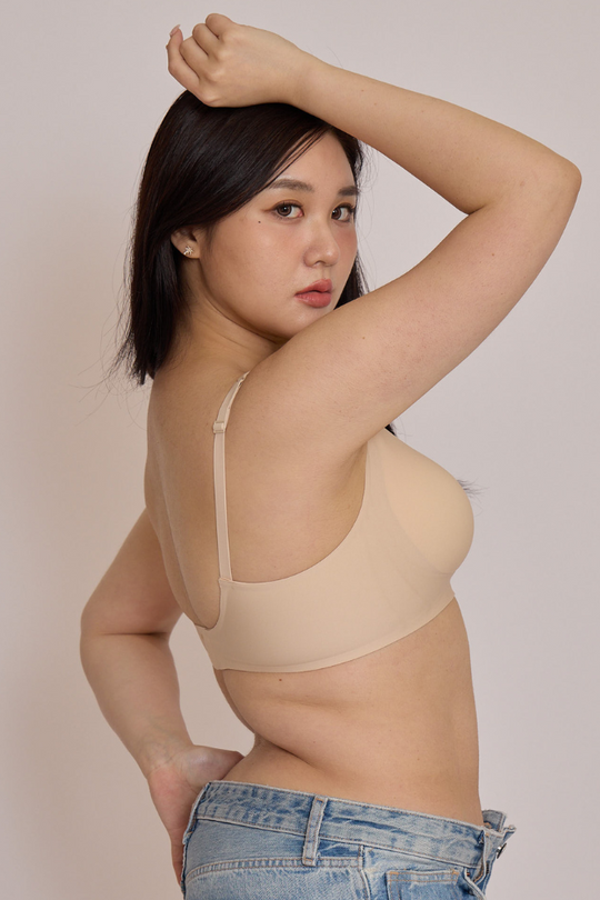 柔亮・軟支撐美胸三角杯|米膚