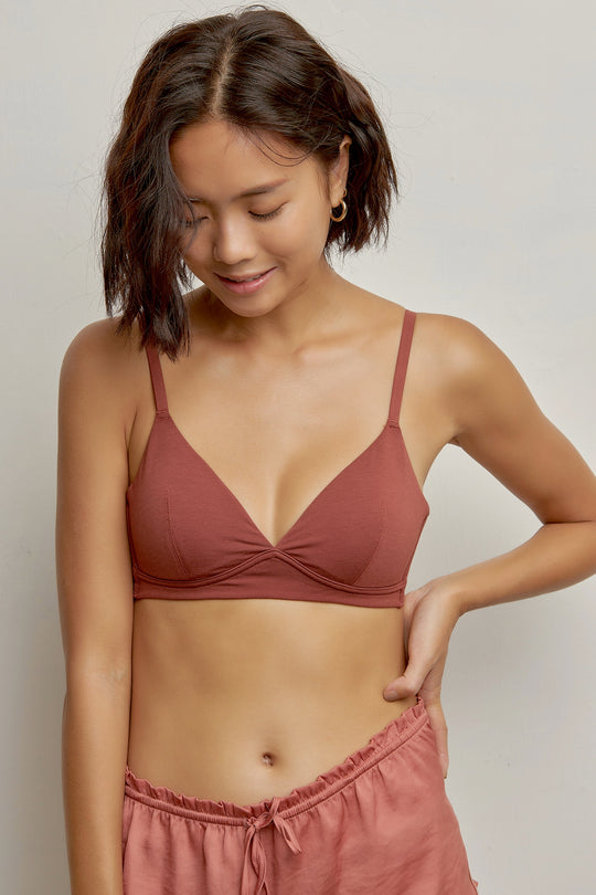 柔韌・莫代爾薄襯三角杯|磚紅