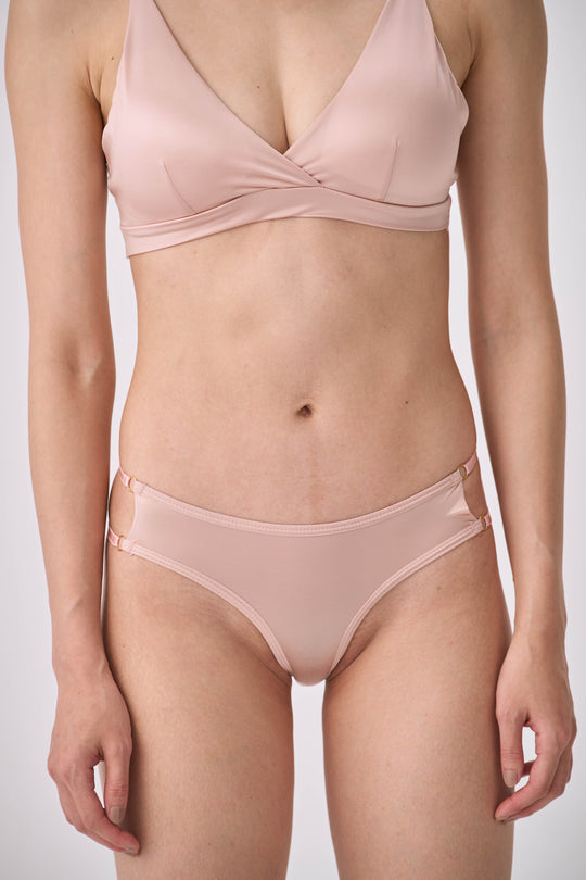 柔絲・輕奢緞面丁字褲|香檳粉