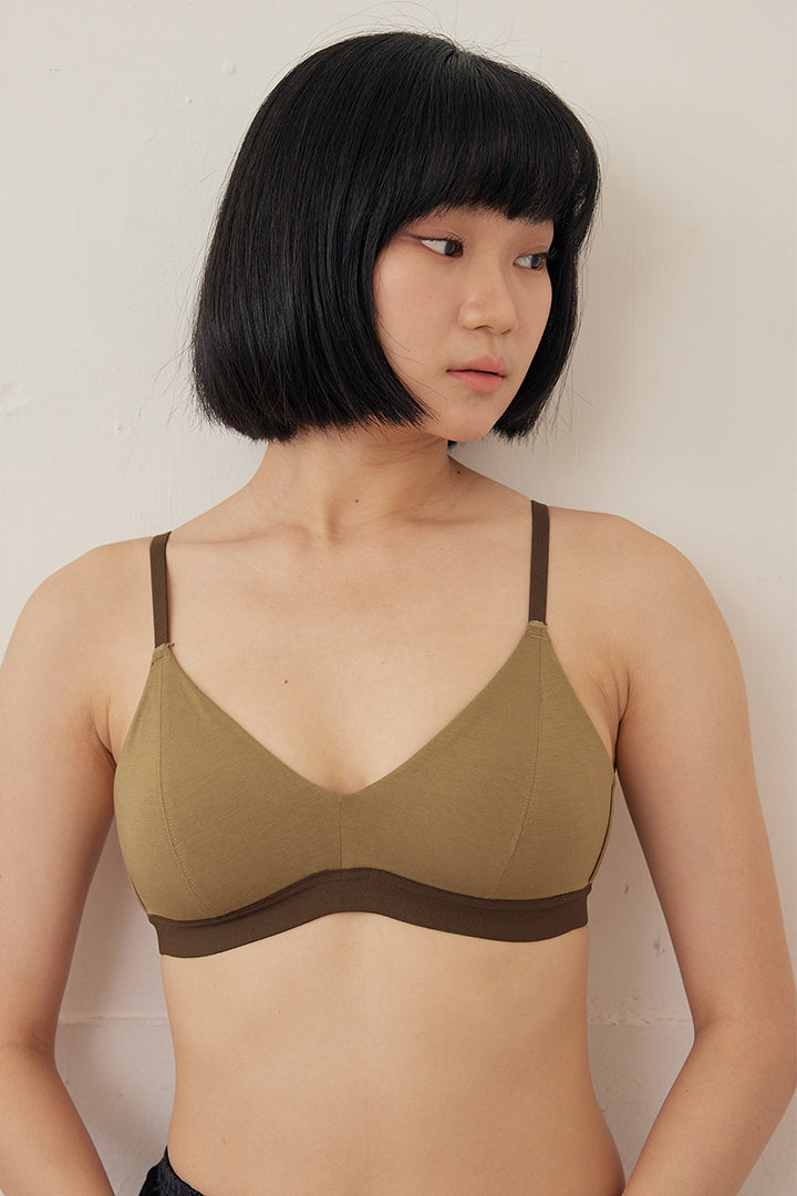 柔韌・無造作拼色三角杯|橄欖綠