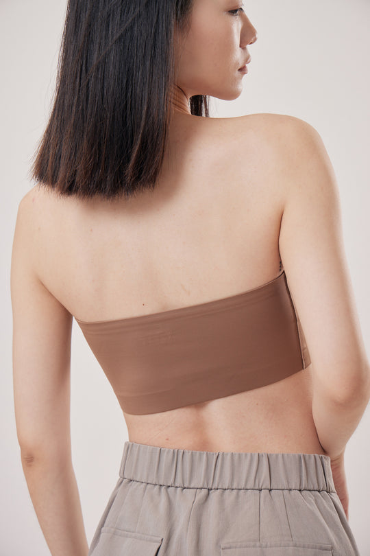 柔亮・無墊防滑平口內衣(附胸貼)|咖啡