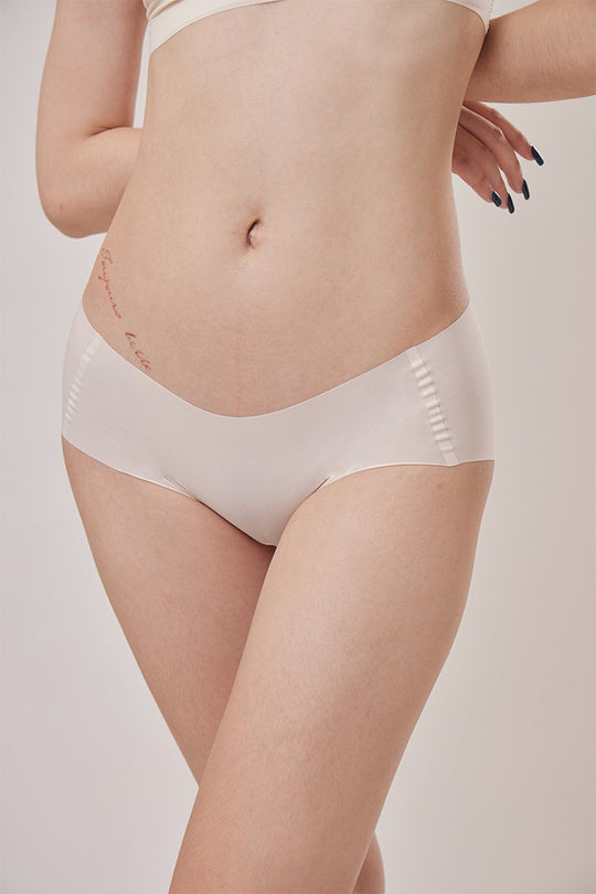 無痕・直紋裸色面膜內褲|胡桃棕