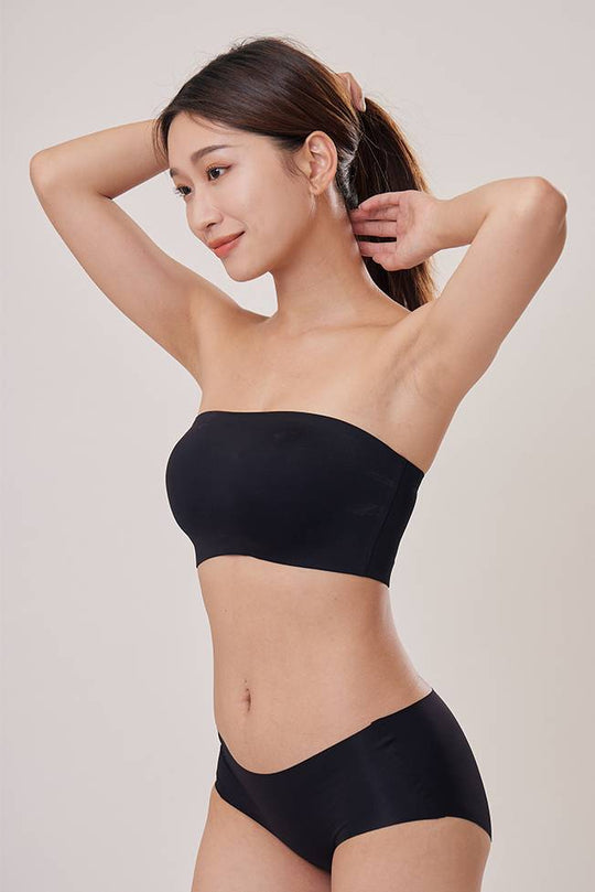 柔亮・無墊防滑平口內衣(附胸貼)|黑色