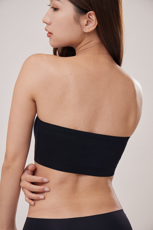 柔亮・無墊防滑平口內衣(附胸貼)|黑色