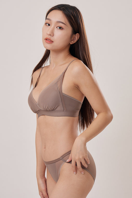 柔絲・法式薄紗三角杯 成套|摩卡