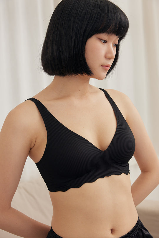 柔亮・立體螺紋三角杯|純黑