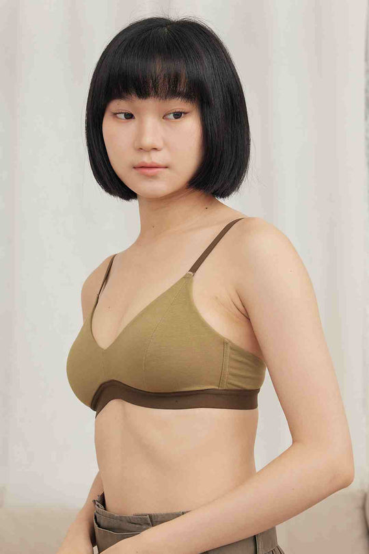 柔韌・無造作拼色三角杯|橄欖綠