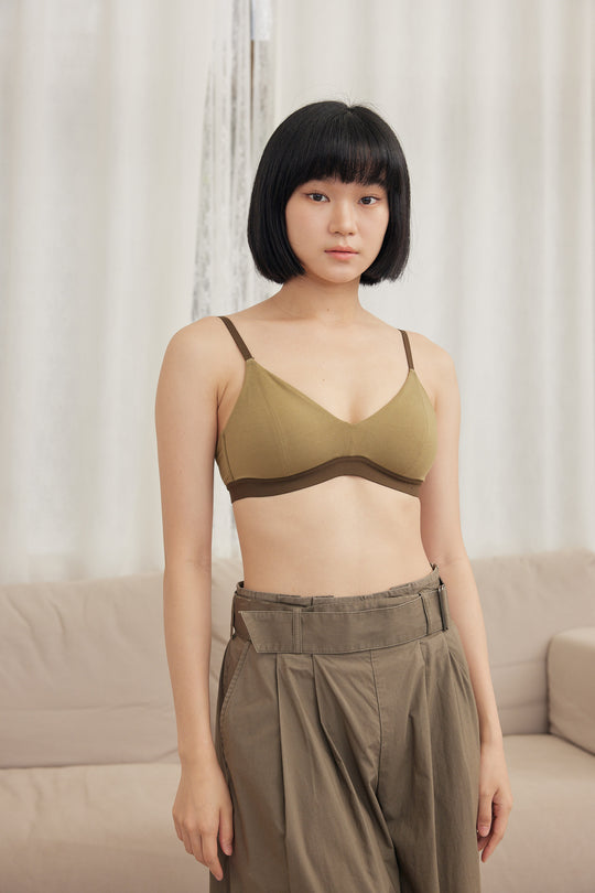 柔韌・無造作拼色三角杯|橄欖綠