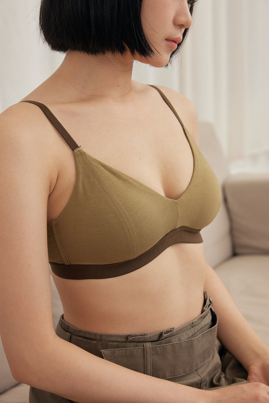 柔韌・無造作拼色三角杯|橄欖綠