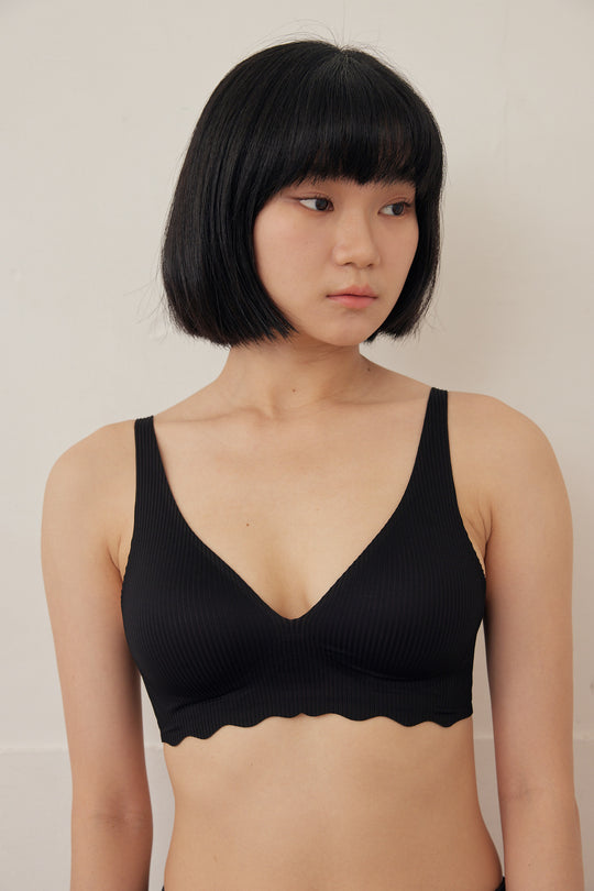 柔亮・立體螺紋三角杯|純黑