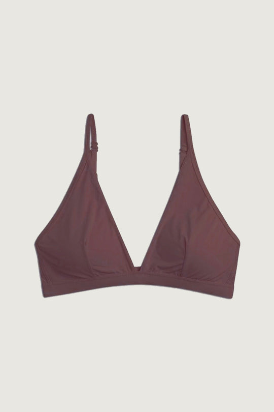 柔亮・涼感深 V 三角杯(有墊)|酒紅