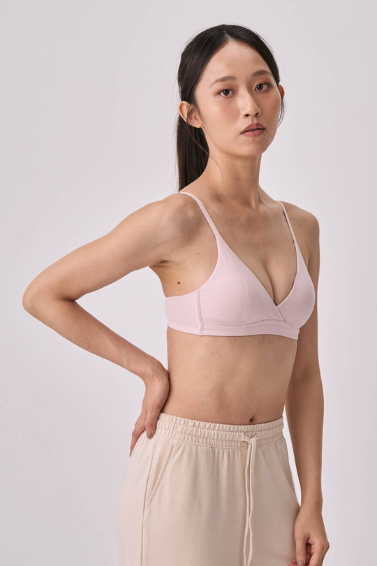 柔韌・棉質交叉三角杯|藕粉