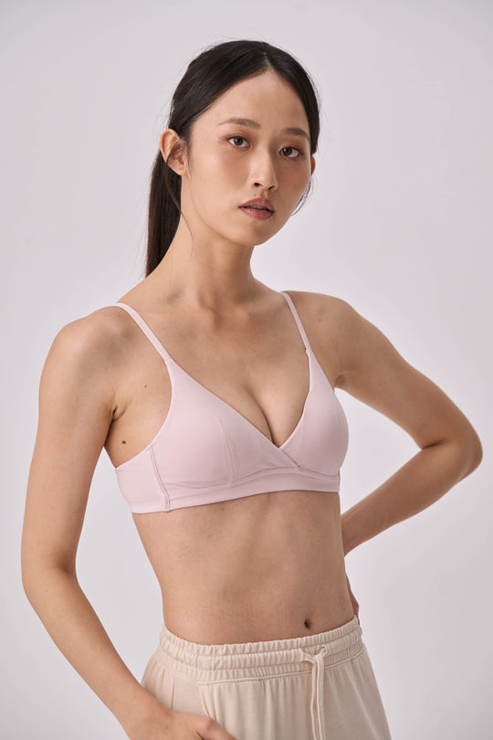 柔韌・棉質交叉三角杯|藕粉