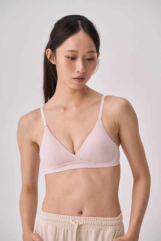 柔韌・棉質交叉三角杯|藕粉