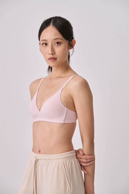 柔韌・棉質交叉三角杯|藕粉