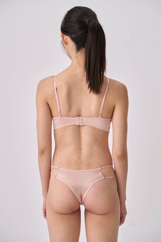 柔絲・輕奢緞面丁字褲|香檳粉