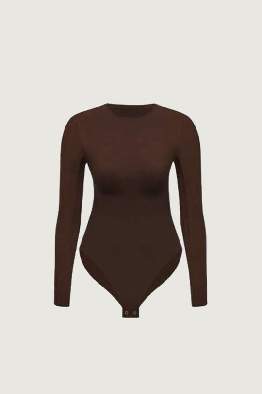 修身長袖連體衣|可可棕