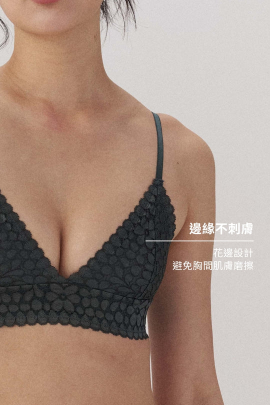 柔絲・軟蕾絲法式三角杯 成套|千歲綠