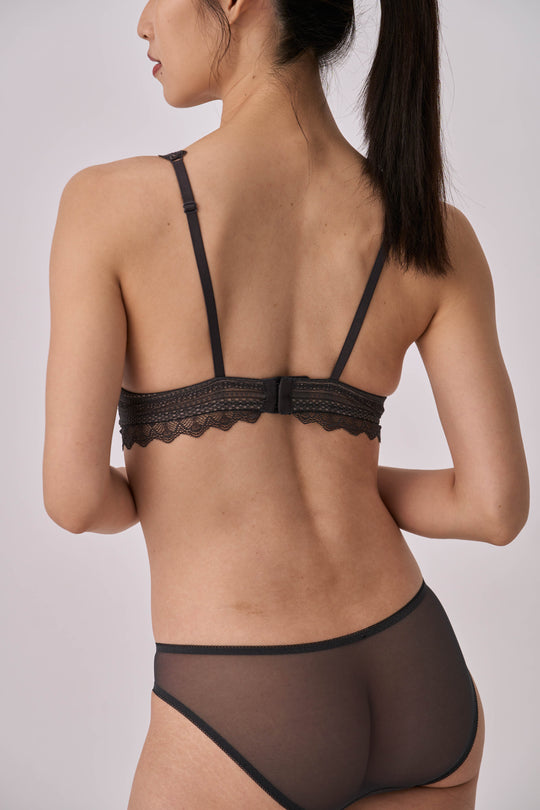 柔絲・薄蕾絲三角內褲|灰杏