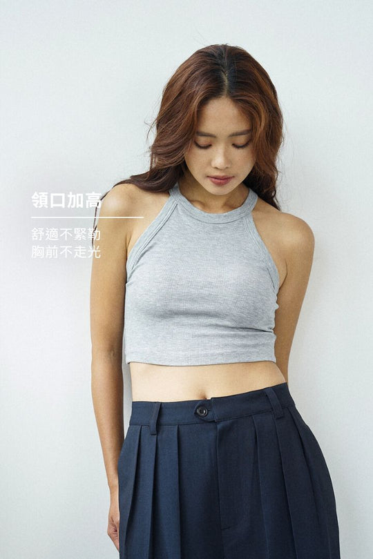 繞頸削肩 Bra Top|灰