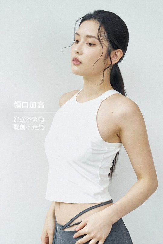 繞頸削肩 Bra Top|黑