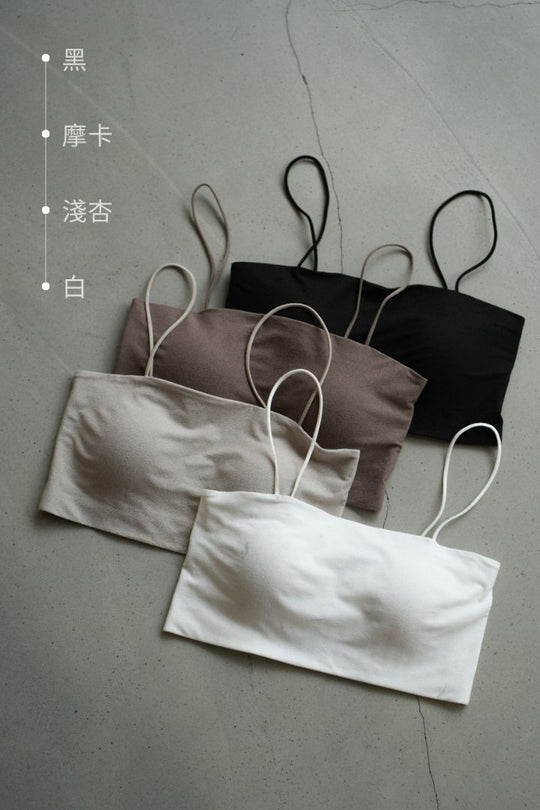 水洗感平口美背 Bra Top|淺杏
