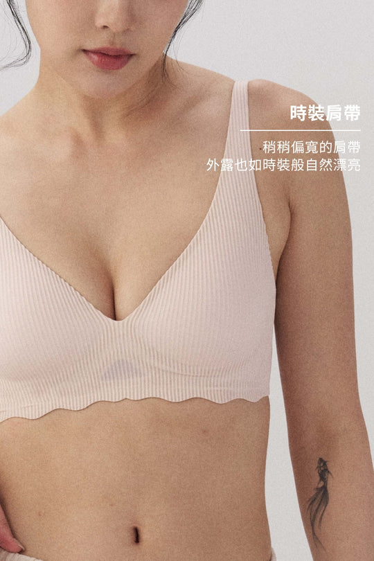 柔亮・立體螺紋三角杯|淺粉