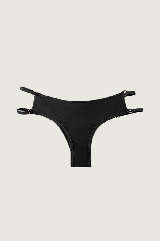 柔絲・輕奢緞面丁字褲|曜石黑