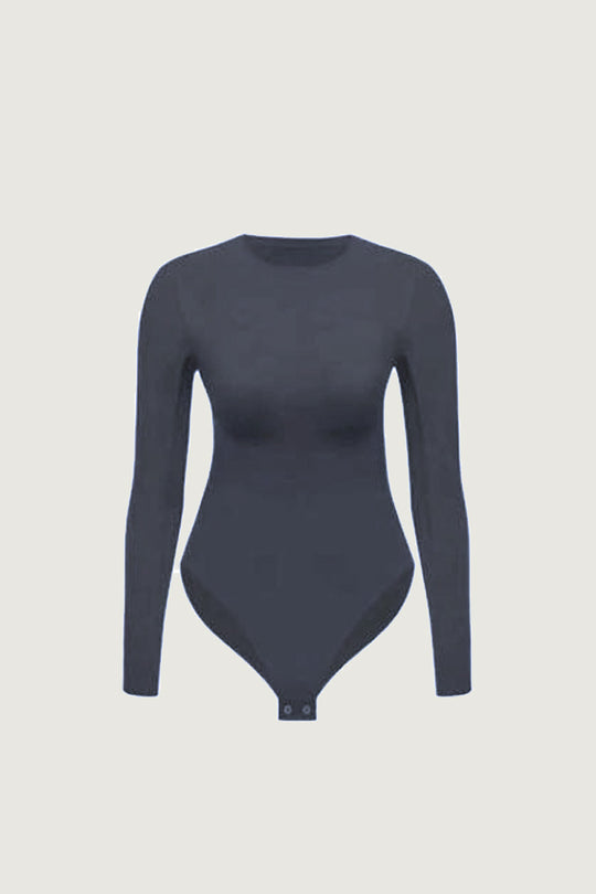 修身長袖連體衣|晨霧藍