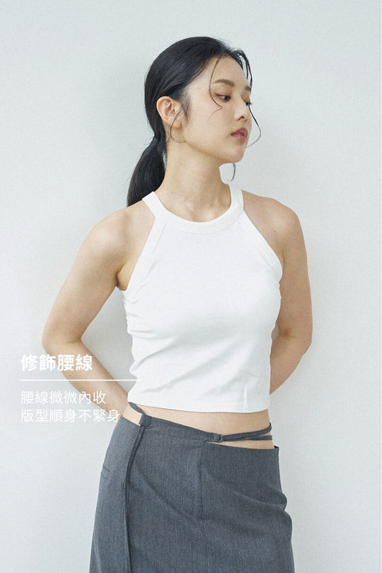 繞頸削肩 Bra Top|黑