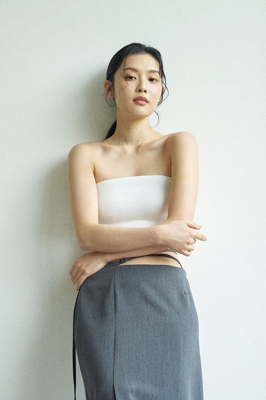 柔亮・無墊防滑平口內衣(附胸貼)|月白