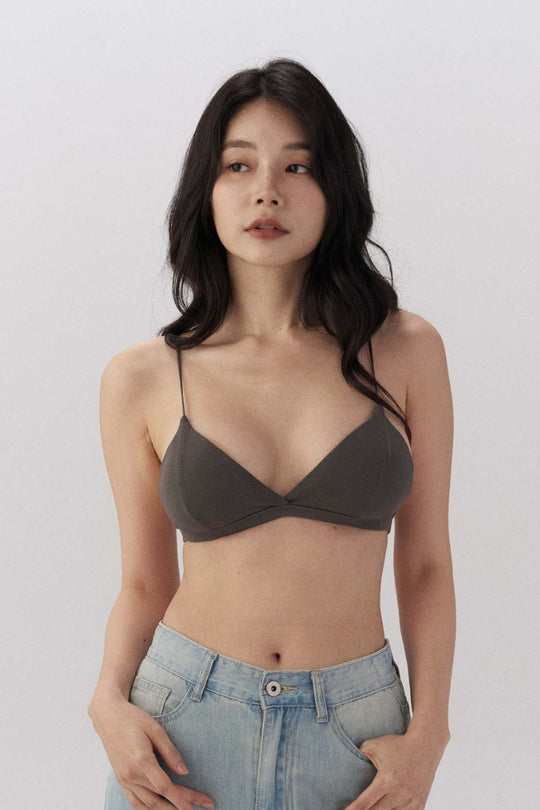 柔韌・無背鉤比基尼三角杯|炭灰