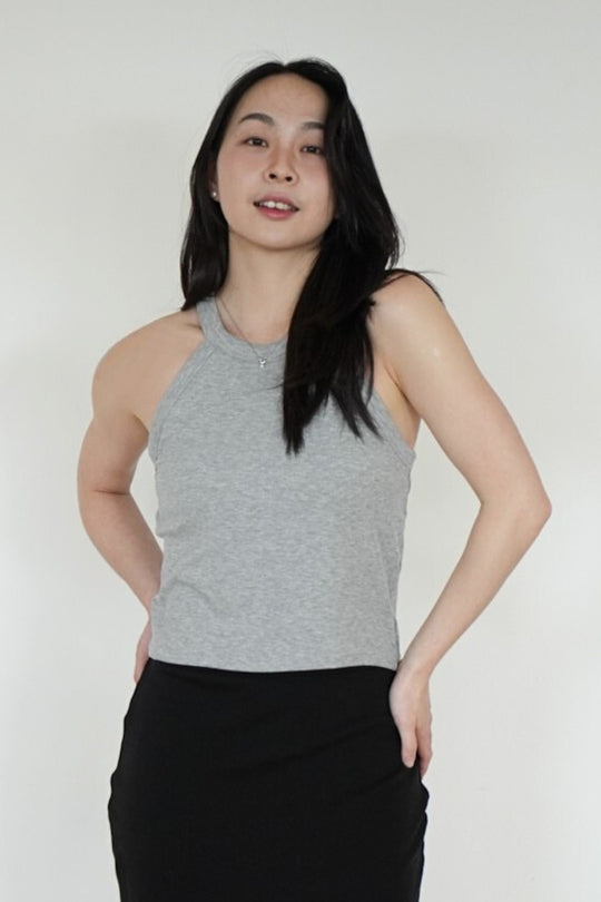 繞頸削肩 Bra Top|灰