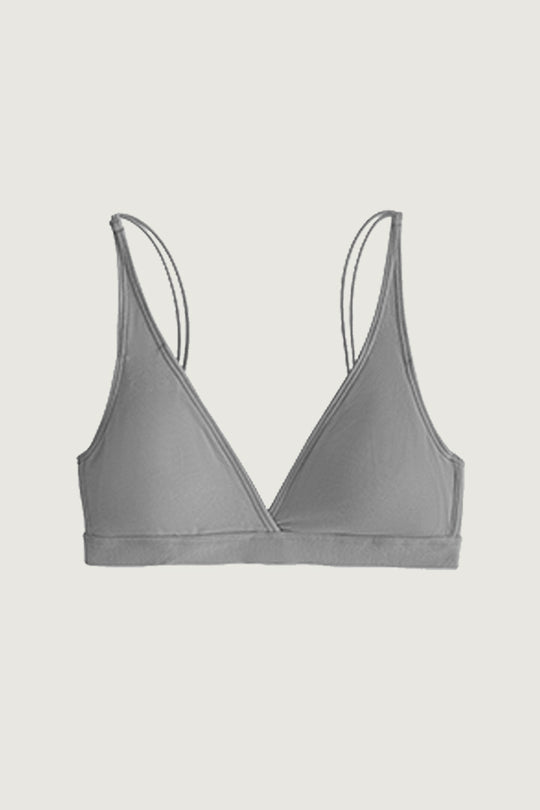 柔韌 · 天竺棉深 V 三角杯|芝麻灰