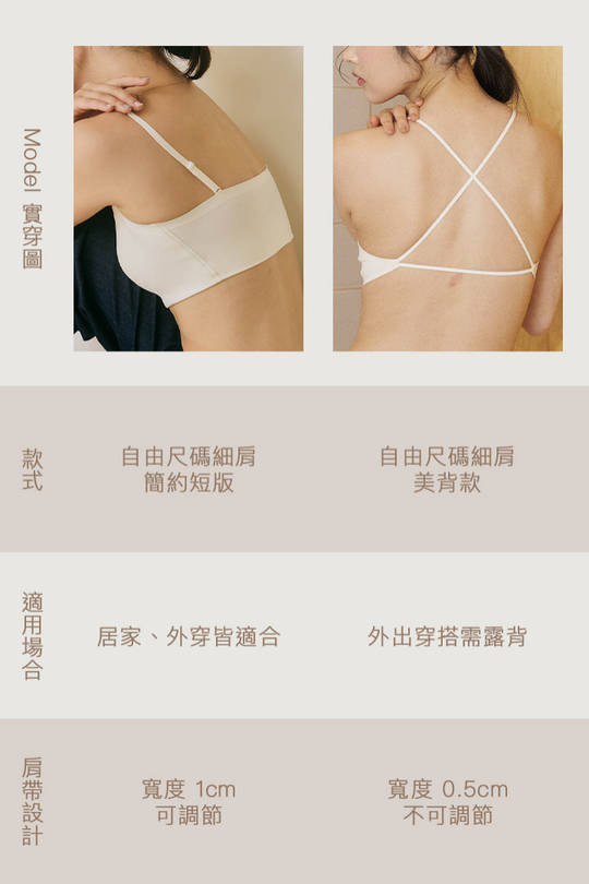 無痕 · 自由尺碼細肩 美背款|黑