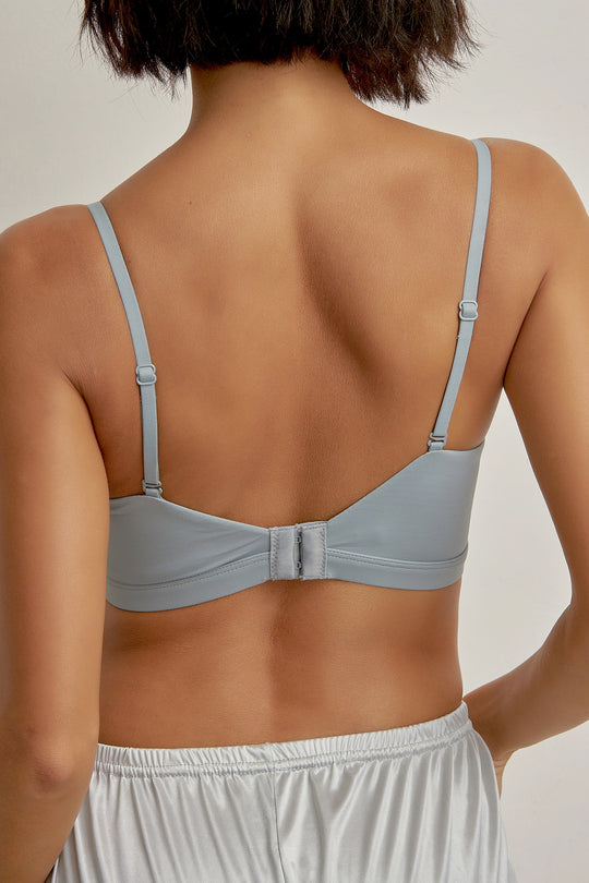 柔亮・簍空細肩 3/4 杯|藍灰