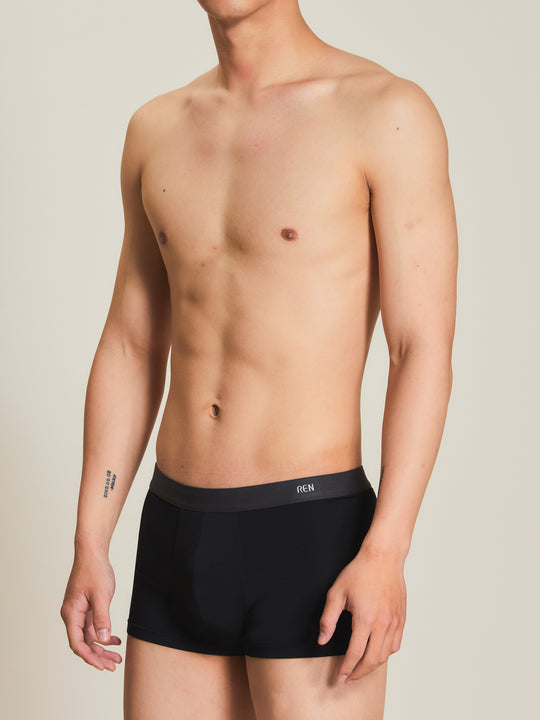 舒適・棉質平口褲 | 黑色