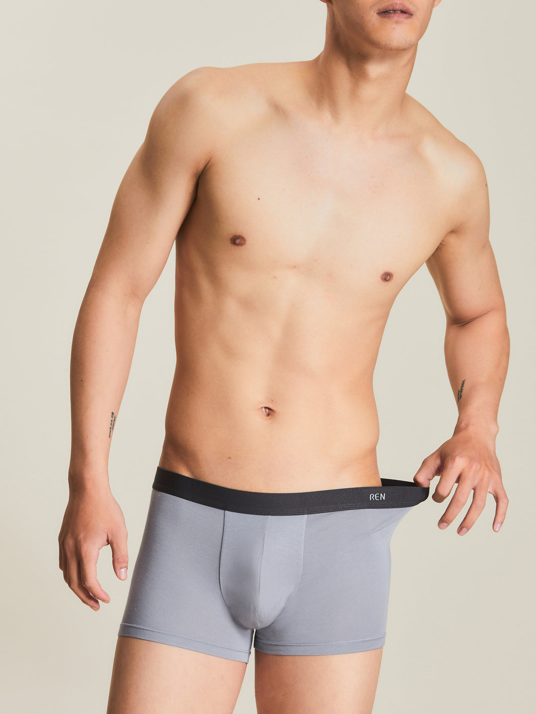 舒適・棉質平口褲 | 淺灰