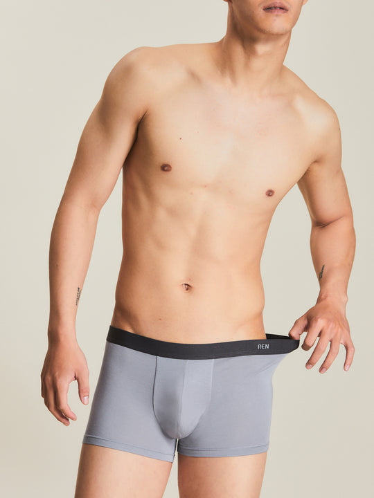 舒適・棉質平口褲 | 淺灰