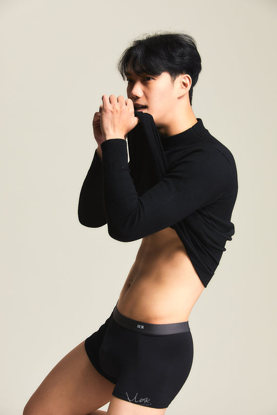 舒適・棉質平口褲 | 黑色