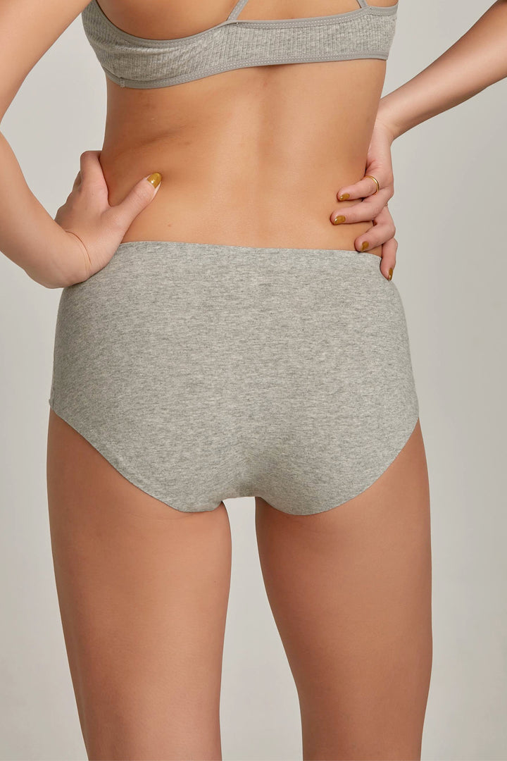 柔韌・中腰純色全包臀內褲|花崗岩灰