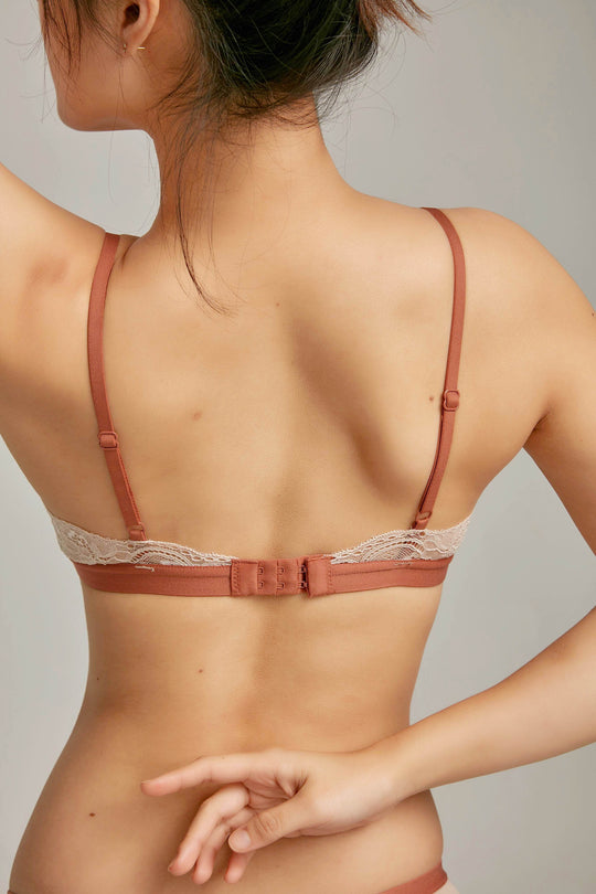 柔絲・蕾絲拼色三角杯|小鹿棕