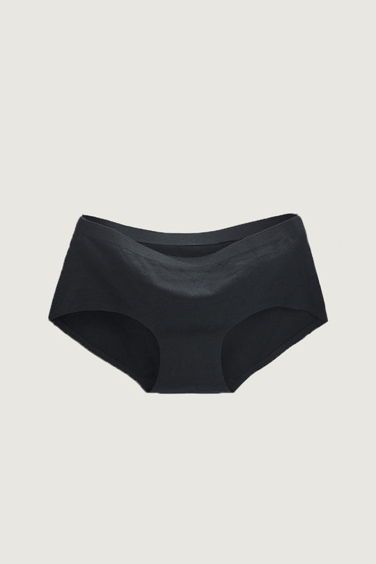柔韌・中腰純色全包臀內褲|純黑