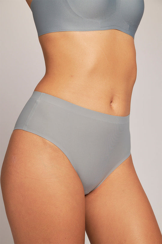 柔亮・美型高腰半包臀三角褲|灰藍