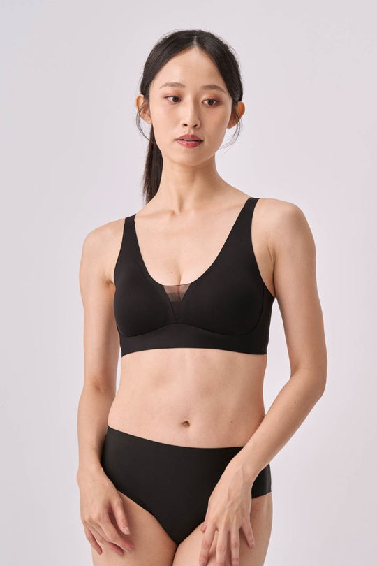 柔亮・輕紗支撐3/4杯｜黑色